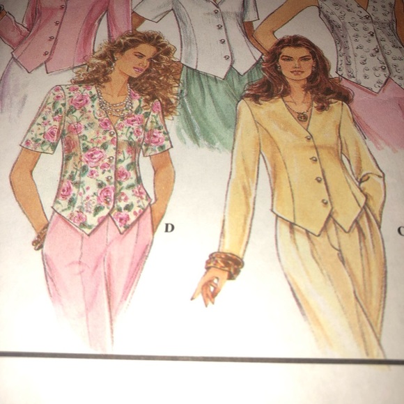 8845 Vintage Simplicity SEWING Pattern Misses 1990s Semi Fitted Top Blouse Shirt - Picture 2 of 7